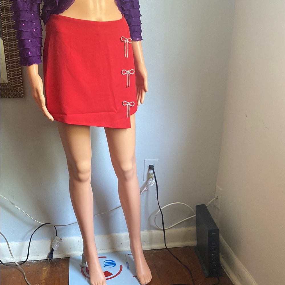 Lulumari Red Skort with Bow Accents